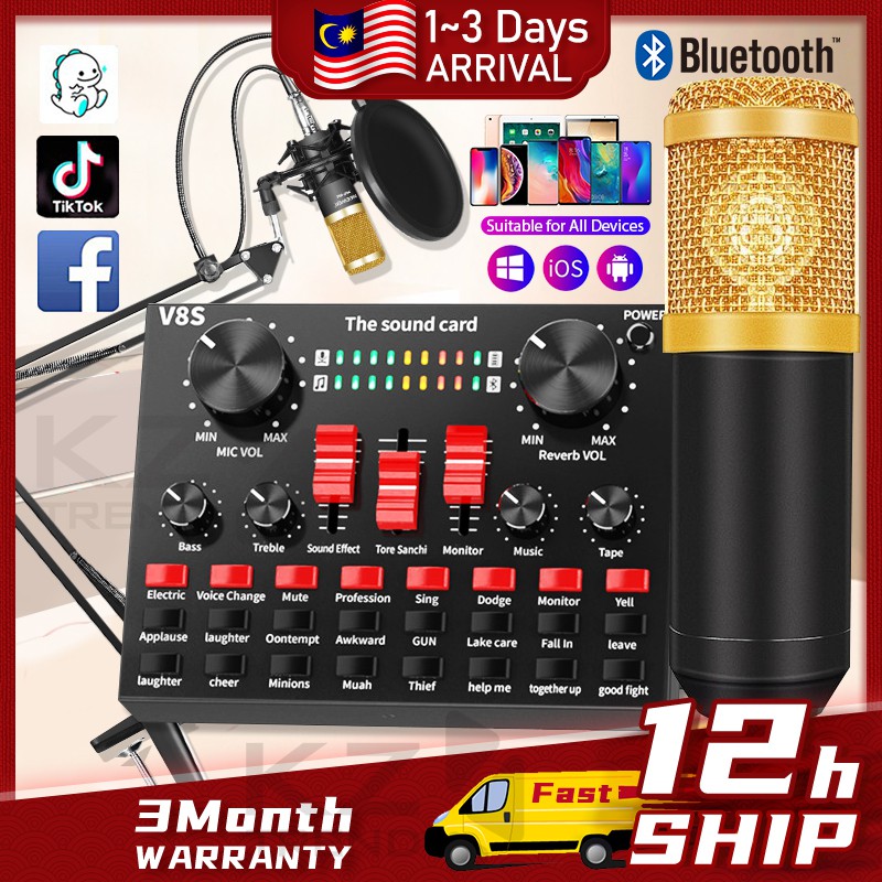 BM800 Microphone Live Stream mic Recording Professional with V8S Sound