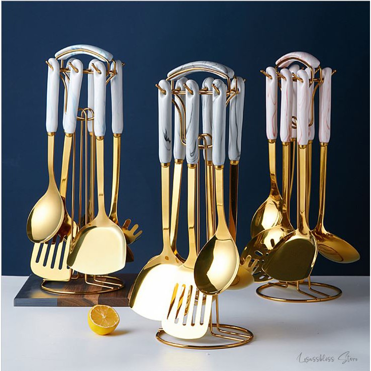 Nordic Gold Marble Kitchen Utensils Cooking Utensils Cookware Shopee Malaysia 3609