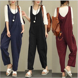 loose solid tank jumpsuit