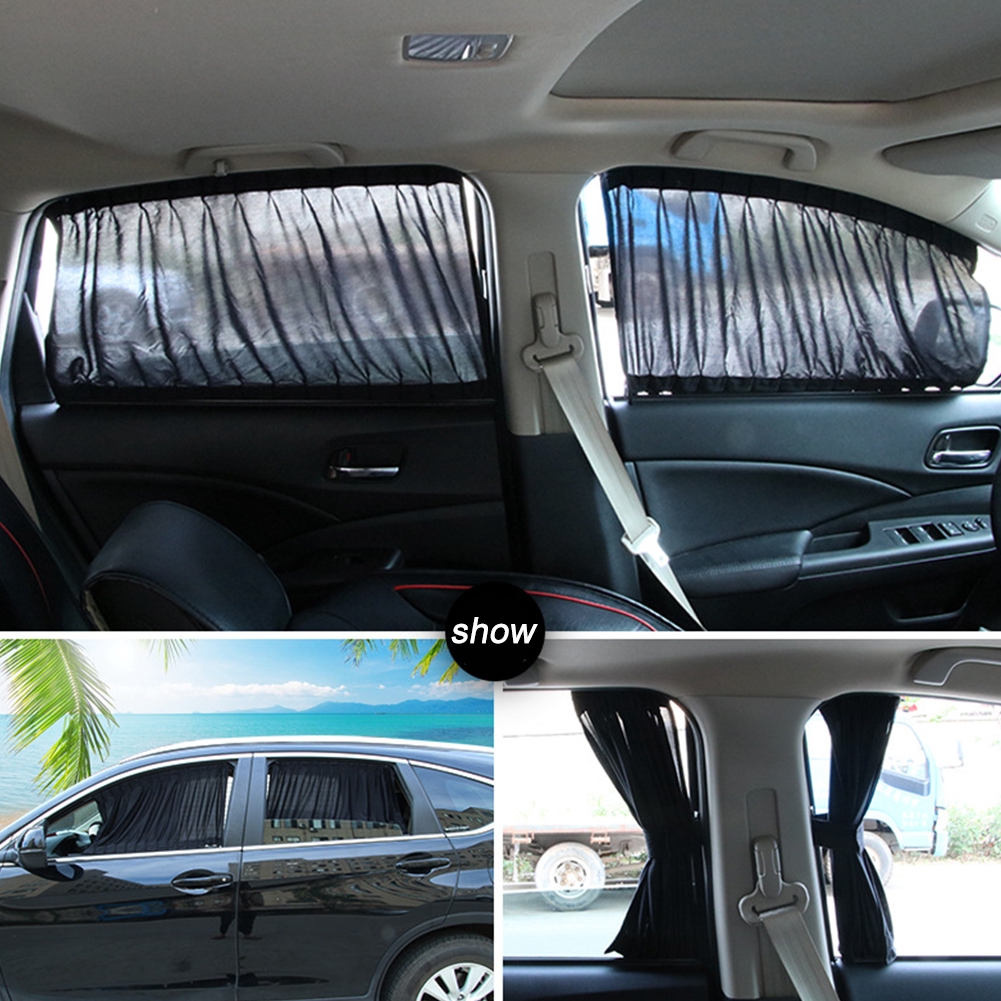2pc Adjustable Car Suv Window Anti Uv Sun Shade Drape Visor