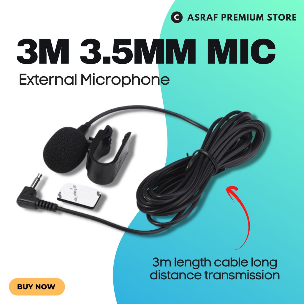 [Post 24H, Msia Stock] 3.5mm Car Radio Stereo Microphone Bluetooth Vehicle External Mic for GPS Player Enabled Audio DVD