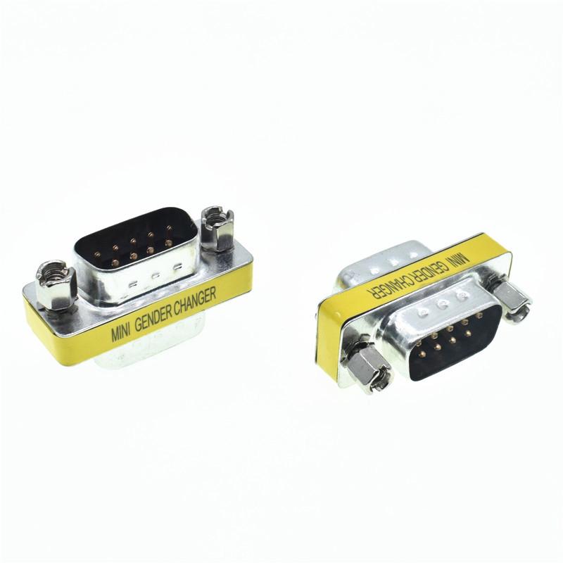 DB9 Male to Male Mini Gender Changer Adapter RS232 Serial Connector