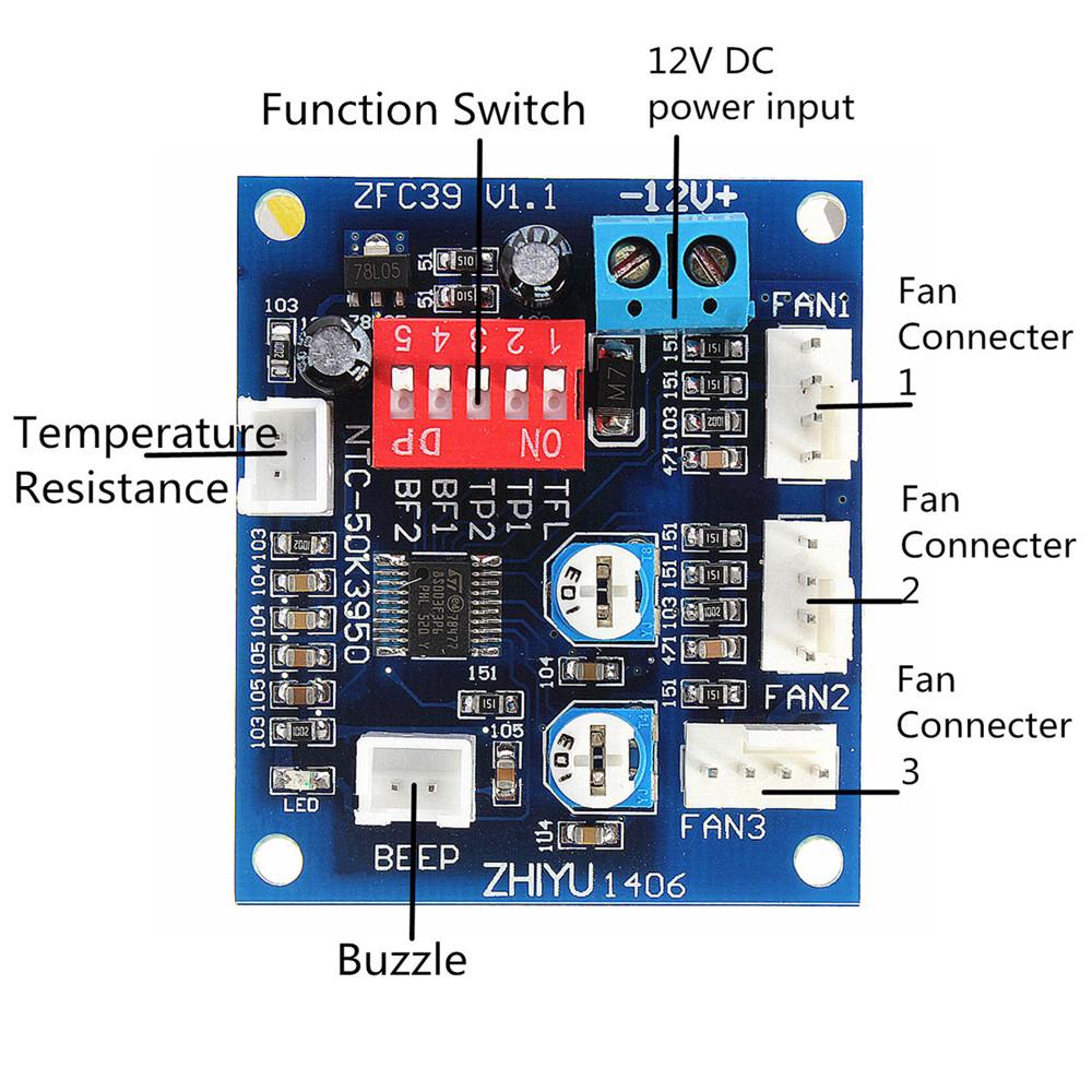 12V 4Wire PC CPU PWM Fan Temperature Control Speed Controller Module