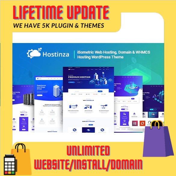  Wordpress Themes Hostinza Isometric Domain Whmcs 