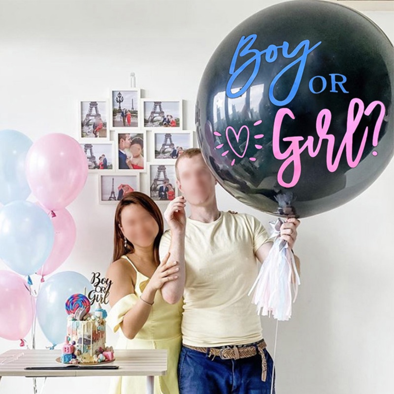 1 Set Giant Boy Or Girl Gender Reveal Black Latex Balloon Baby Shower Confetti Ballons Birthday Gender Reveal Party Decoration