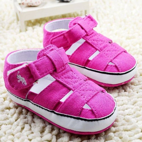 KASUT BABY GIRL POLO SANDAL PINK PRE WALKER SOFT SOLE (TAPAK LEMBUT