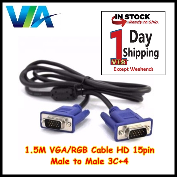 1.5M VGA/RGB Cable HD 15pin Male to Male 3C+4 Monitor | Shopee Malaysia