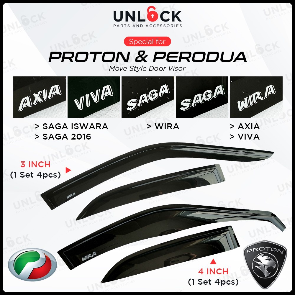 Proton & Perodua Gen2 Exora Kenari Move Style Door Visor Big 4" And