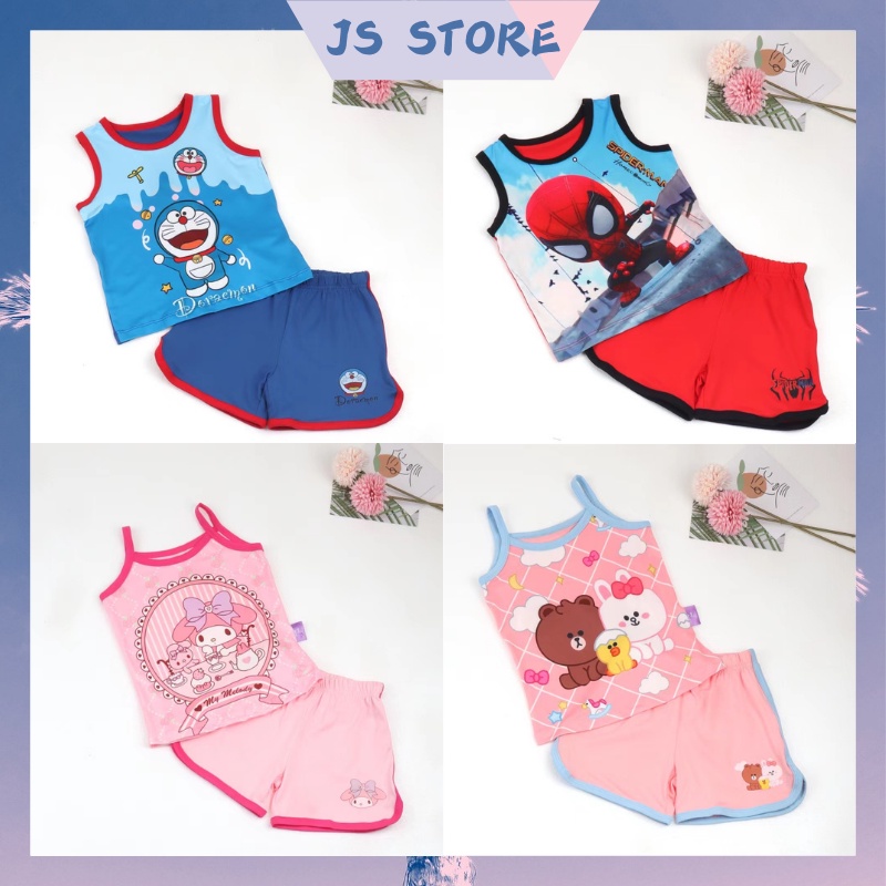 2-7yo Boys&Girl Baby Child Kid cute Clothes Sets Vest Singlet cartoon Cotton shirt baju baby LocalReadyStock背心童装纯棉