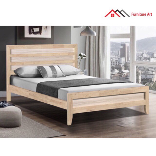 Furniture Art Design Queen Wooden Bed Frame Katil Queen Queen Bed Frame Solid Wood Bed Katil Kayu Shopee Malaysia