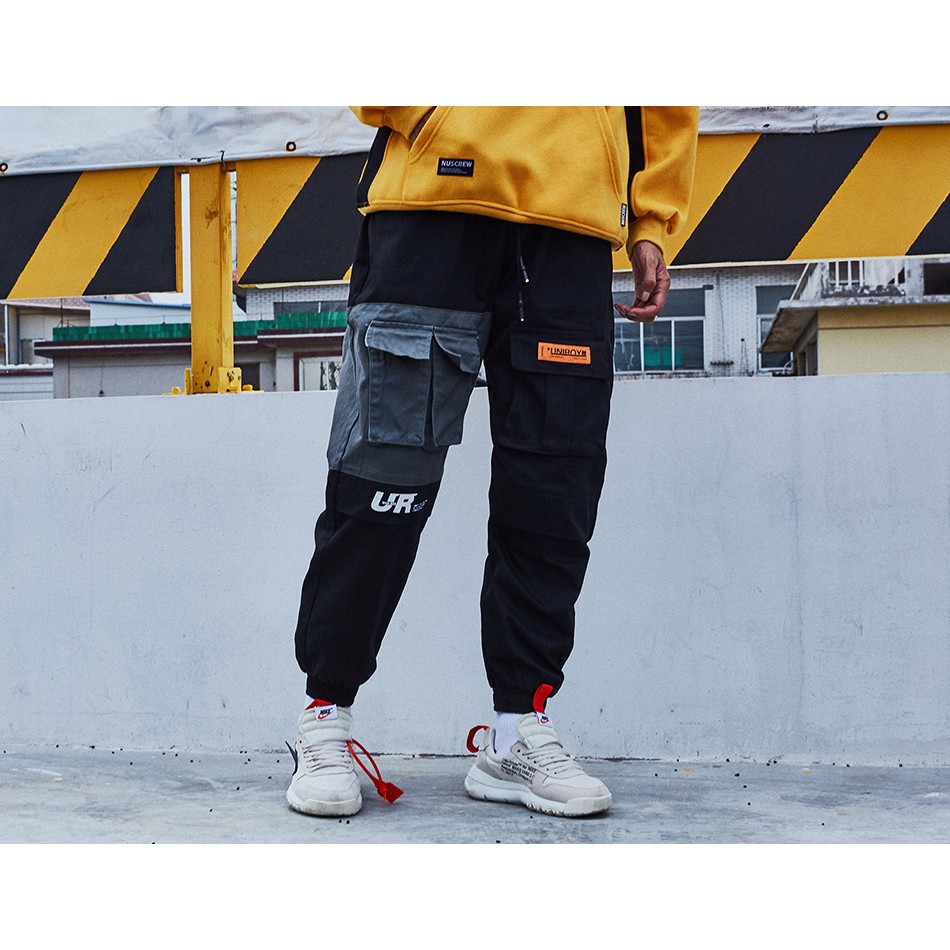 aelfric eden mens color patchwork cargo joggers