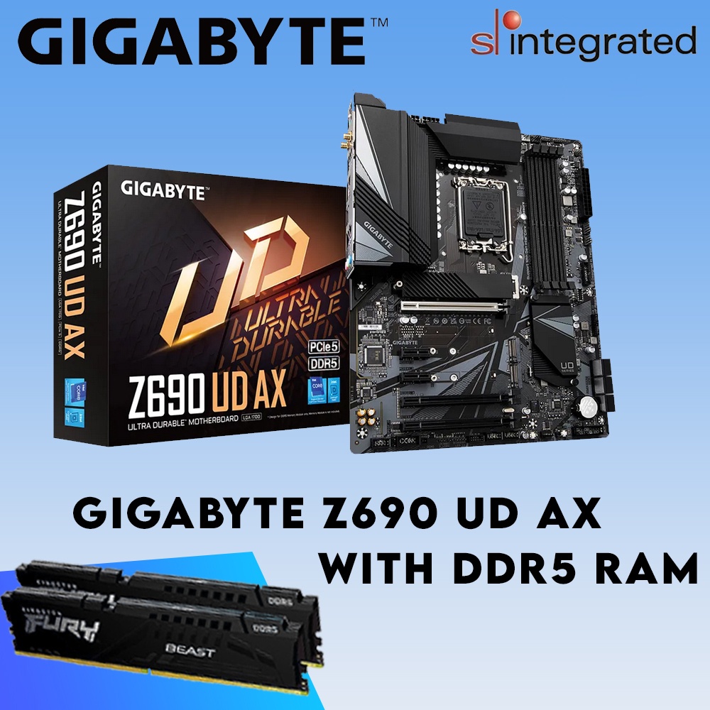 Gigabyte Z690 UD AX DDR5 LGA1700 Mainboard with Kingston Fury DDR5 Ram