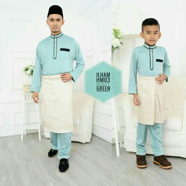 Baju Melayu Ilham HM03 Sedondon Bapa Anak  Shopee  Malaysia