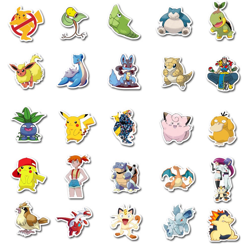 50pcs Japanese classic animation Pokémon Stickers For Skateboard Guitar  Motorcycle Laptop Waterproof Sticker Toy | Shopee Malaysia