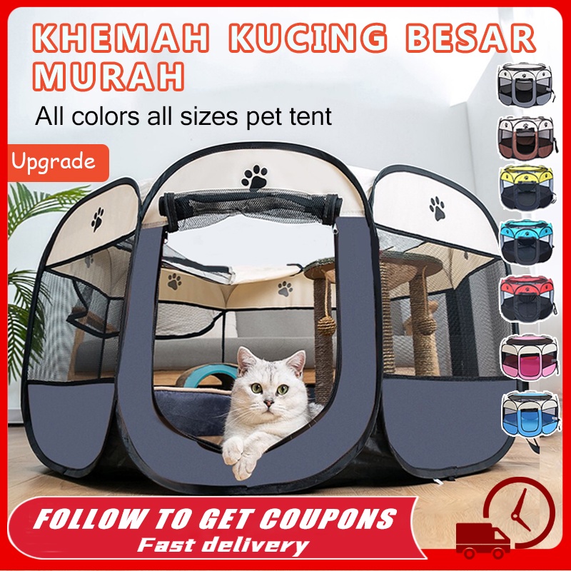 [HOT]Cat Tent Cat House Portable Folding Outdoor Travel Pet Tent Cat/Dog Cage khemah kucing besar murah Rumah Kucing