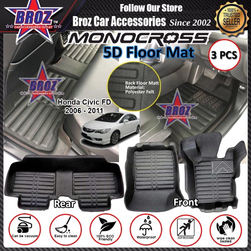 Monocross Honda Civic Fd 06 11 5d Floor Mat Black Series Free