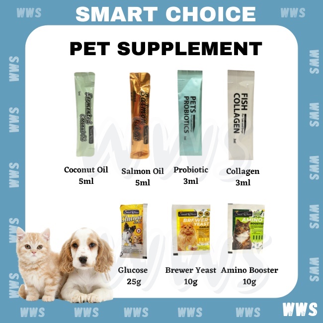 Smart Choice Pets Supplement Vitamin ( Glucose ,Collagen ,Salmon Fish Oil , Coconut Oil , Brewer Yeast , Amino Booster )