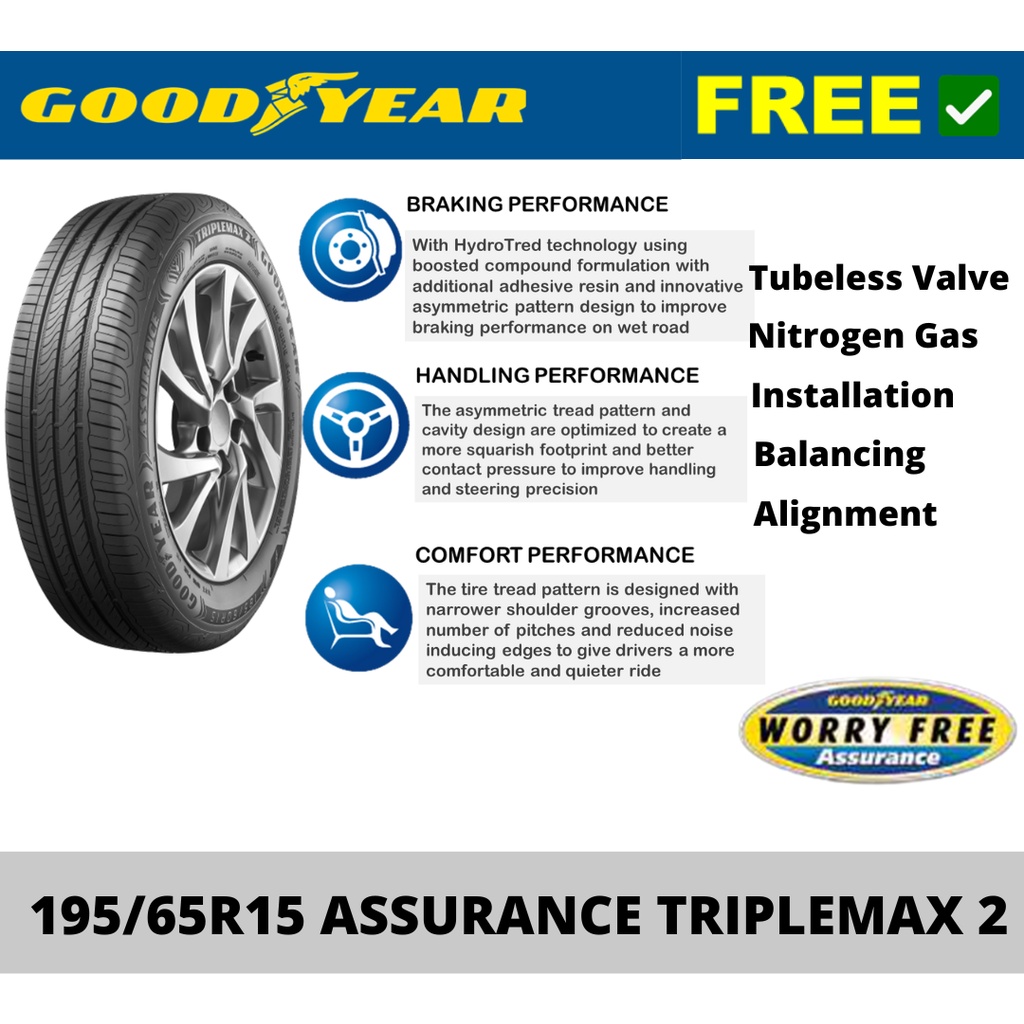 GOODYEAR TYRE 195/65R15 ASSURANCE TRIPLEMAX 2 (WITH INSTALLATION ...