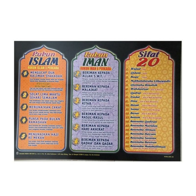 Poster Rukun Islamrukun Iman Dan Sifat 20 Shopee Malaysia 6569