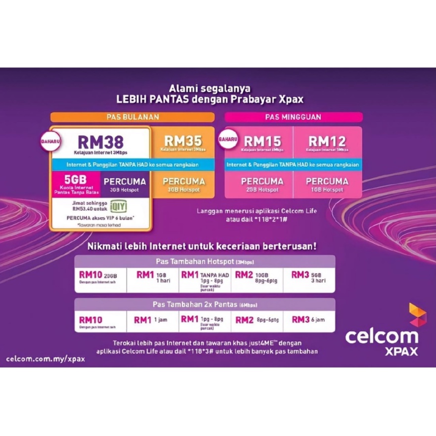 Buy 013 1 Celcom Xpax Prepaid Sim Card Xpax New Unlimited Internet Tanpa Had Baharu Simcard Vvip Number Simkad Seetracker Malaysia