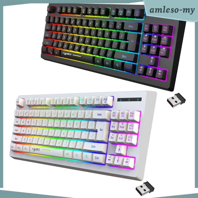 [amlesoMY] 87Keys 2.4G Wireless Mechanical Keyboard RGB Backlight for