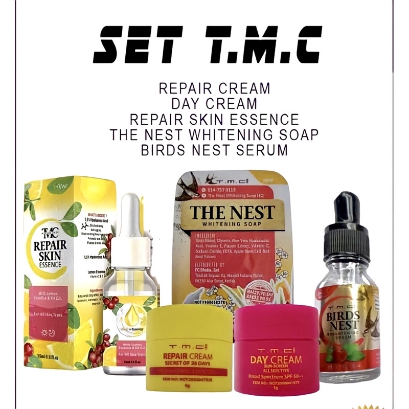 ORIGINAL HQ T M C Kulit Cantik Siang Malam TMC Repair Cream Original Harga Promosi Set TMC 5in1