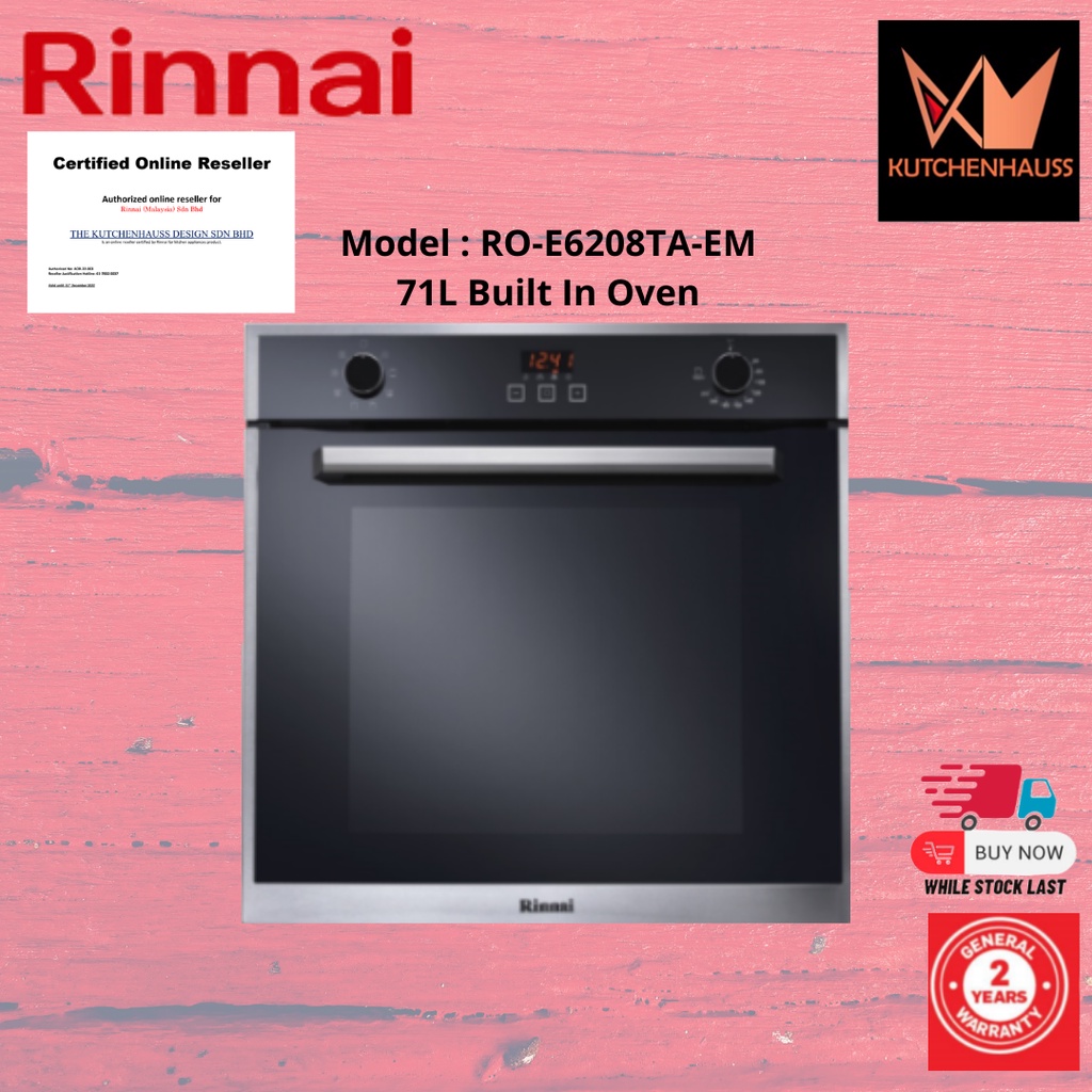 Rinnai ROE6208TAEM 70 Liter Built In Oven (8 Program) / ROE6208TAEM