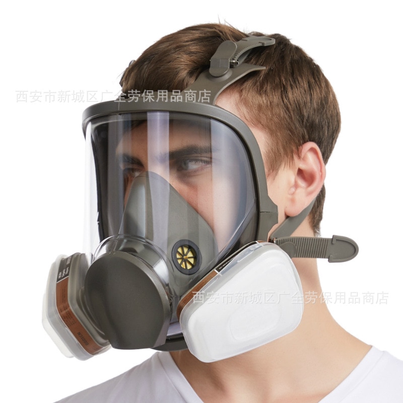 Download 7 In 1 6800 Gas Mask Full Face Large View Facepiece Painting Spraying Respirator For Gas Mask Respirator Filterg Spraying Shopee Malaysia PSD Mockup Templates