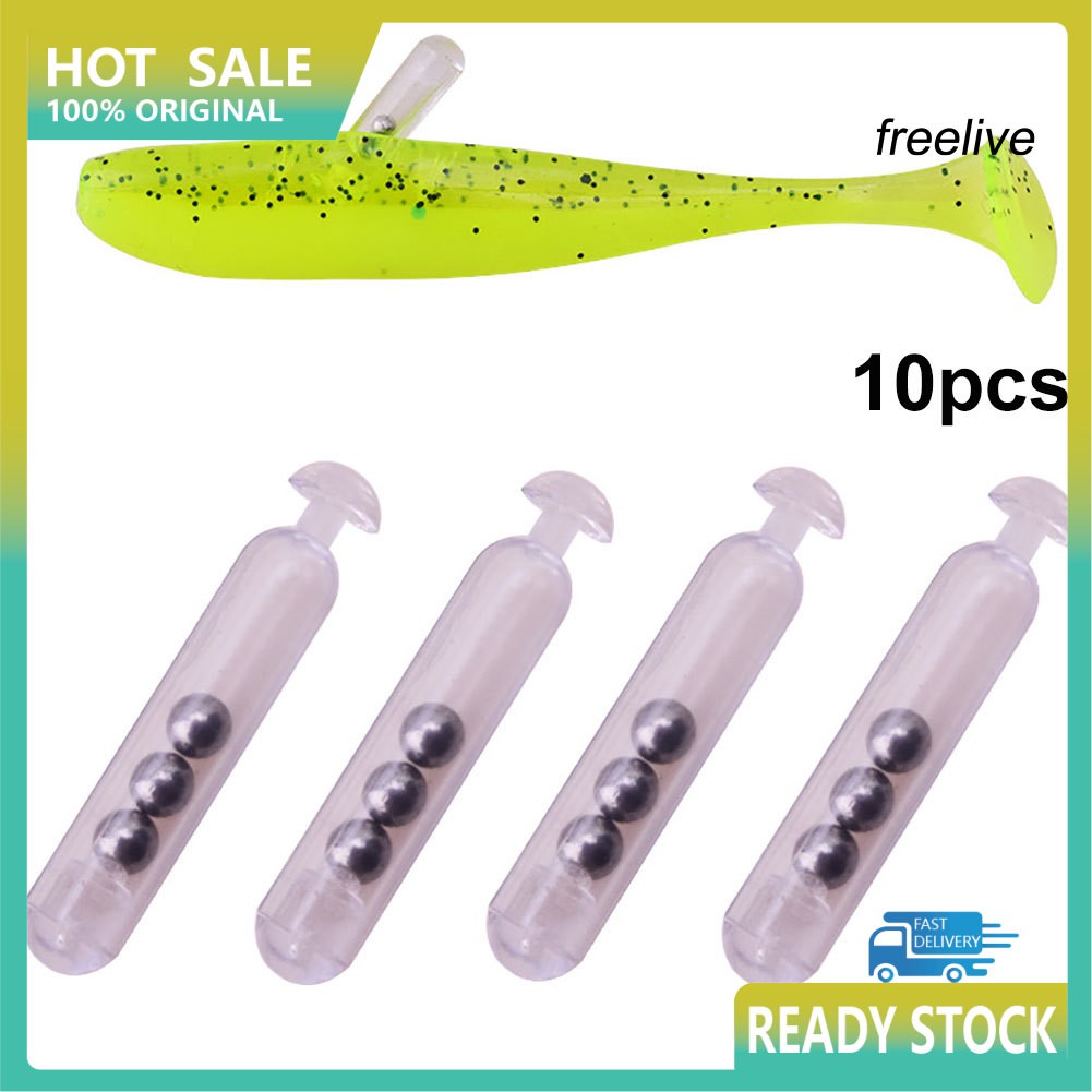FIS 10Pcs Fly Fishing Soft Lure Baits Rattles Sound Maker Insert Tube