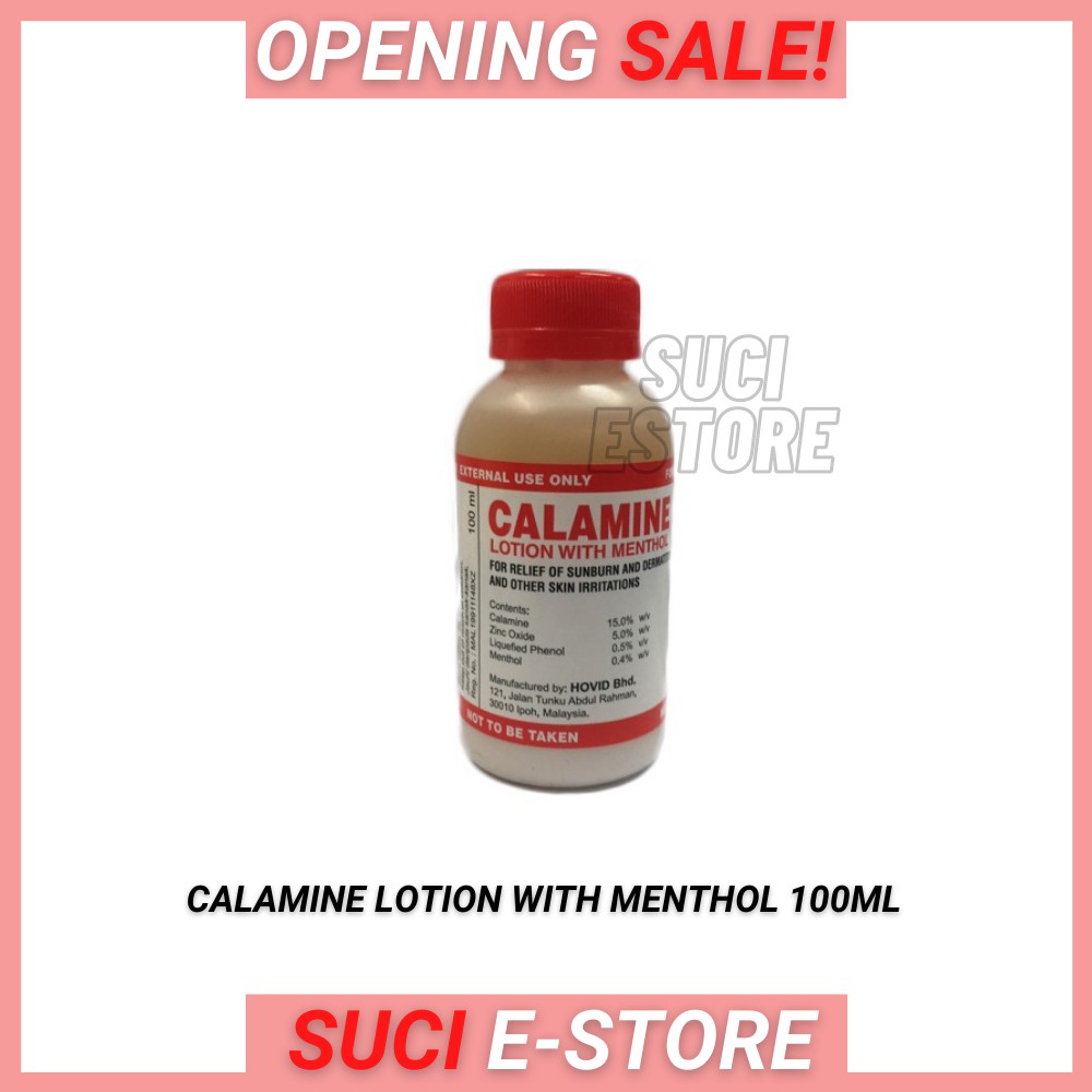 Hovid Calamine Lotion with Menthol (100ml) For Sunburn, Dermatitis