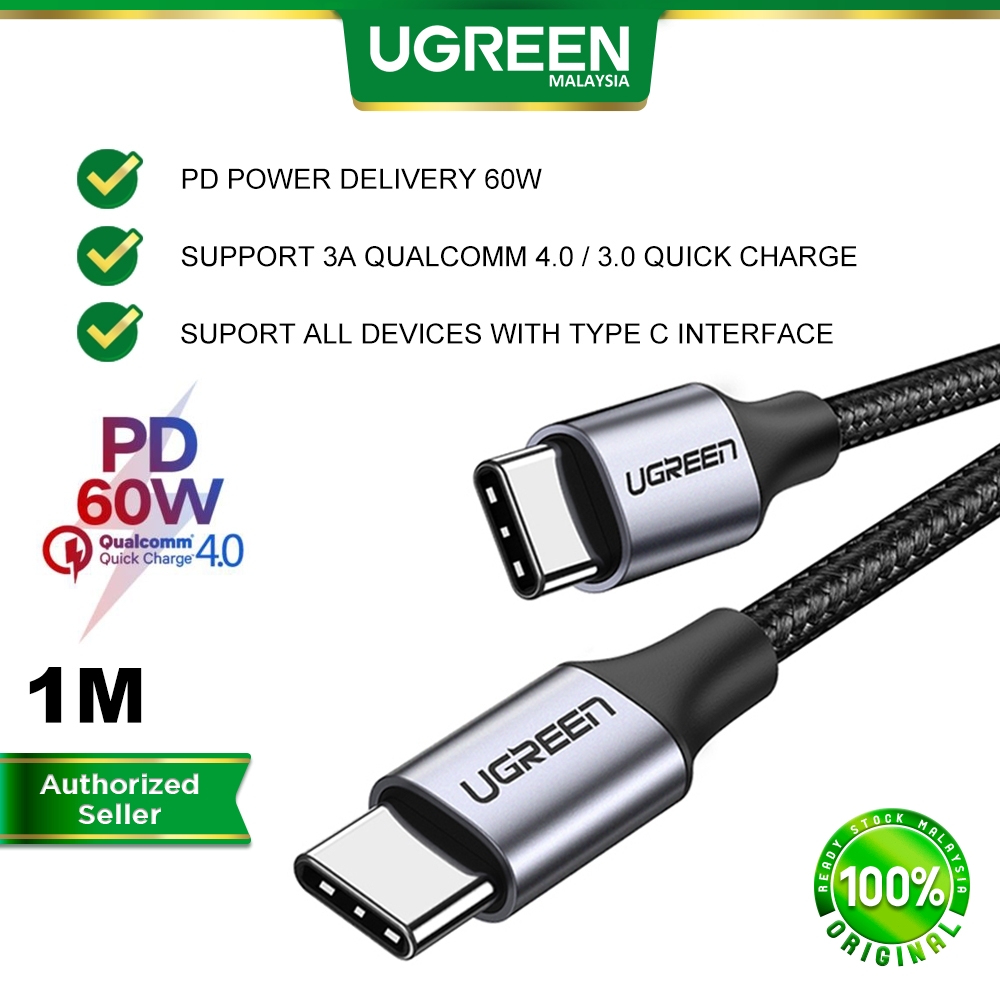 UGREEN USB Type C To USB C PD 60W Cable 3A 3.0 4.0 QC Quick