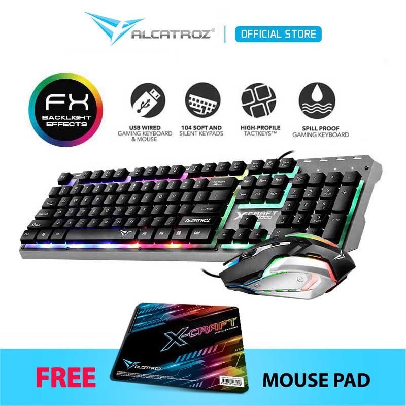 Alcatroz XC3000 Spill Proof Gaming Keyboard with 9 Backlight Effect and Gaming Mouse | Free MouseMat
