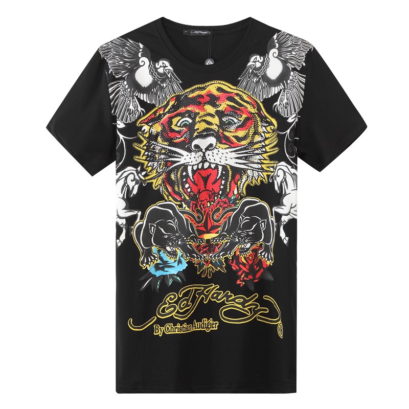 Men Ed Hardy Short Sleeve Cotton Tiger Eagle Shirts Rhinestone