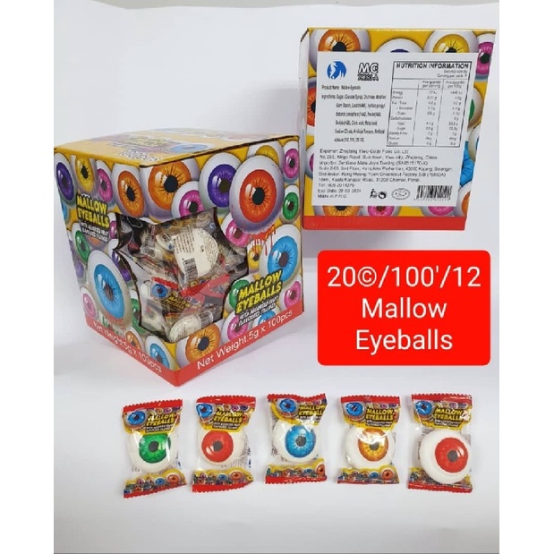 Mallow Eyeballs Candy with Assorted Fruit Flavour Fillings (Soft
