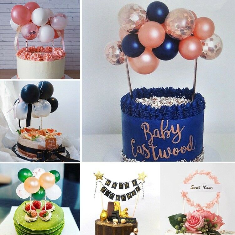 14pcs Set  Balloon Cake Topper Dessert Birthday Baby Shower Decor Decoration 