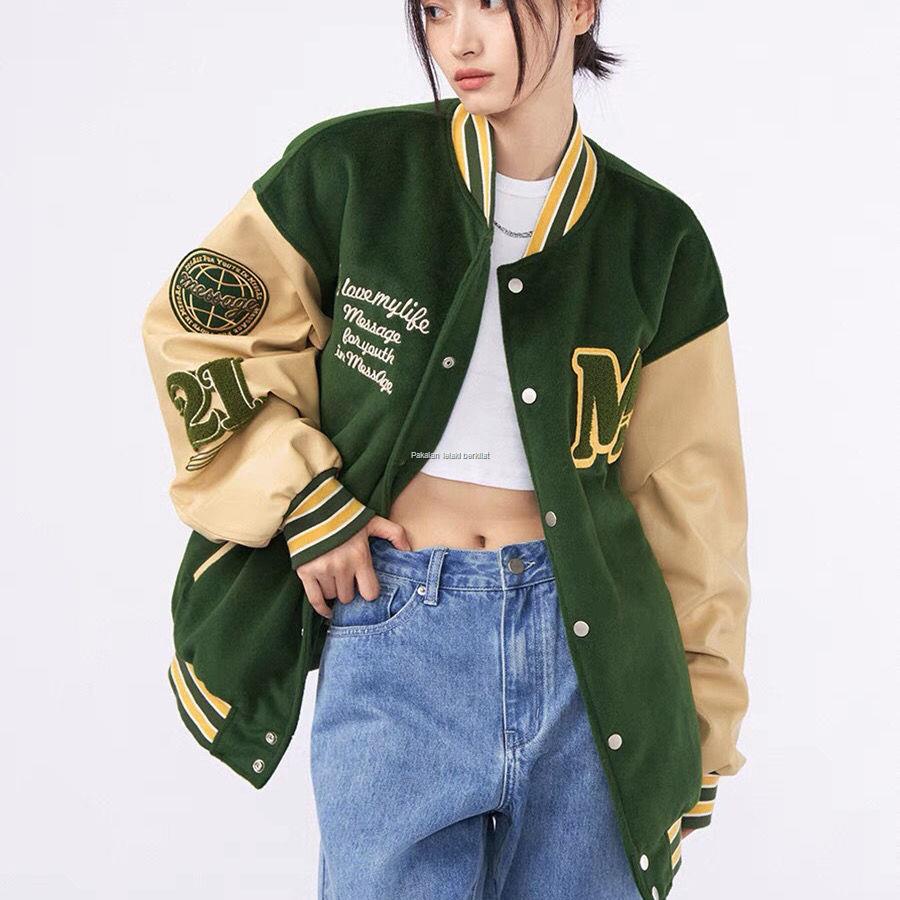 American Street Baseball Uniform Men And Women Retro College Style Plus Velvet Thick Jacket 21 Autumn And Winter Couple Jacket Tide Shopee Malaysia