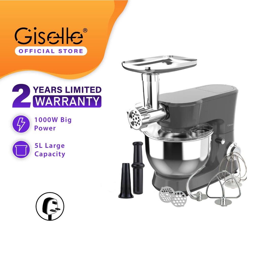 Giselle 5L Multifunction Stand Mixer 1000W Mixer, Mincing Meat & Sausage Maker, Pasta Maker