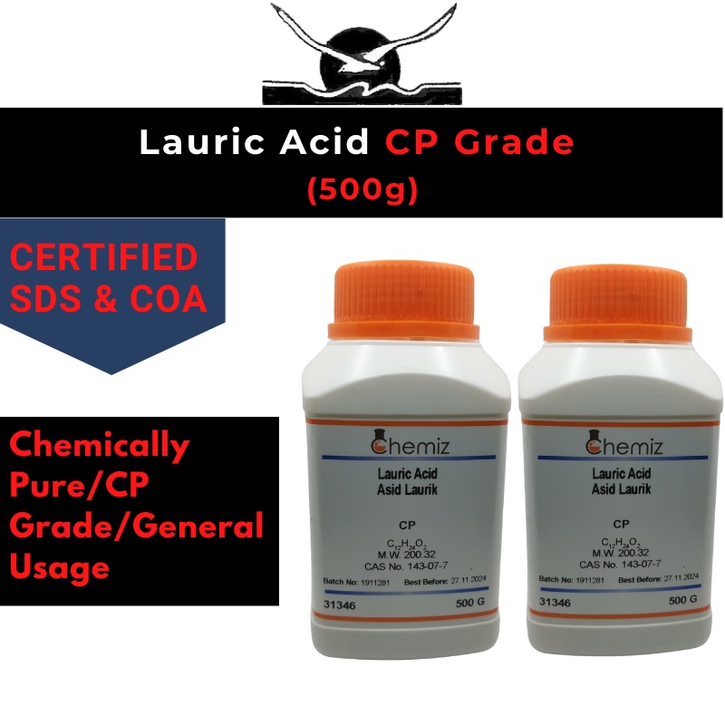 Lauric Acid Acne Skin Care for General & Lab Usage (500g/btl) Shopee
