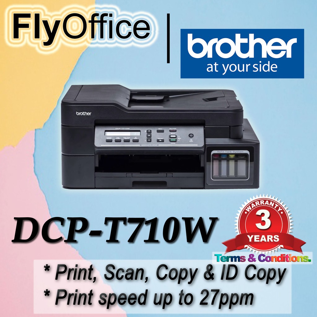 Brother DCP-T710W Refill Tank System 3-in-One Color Printer with 1 Set ...