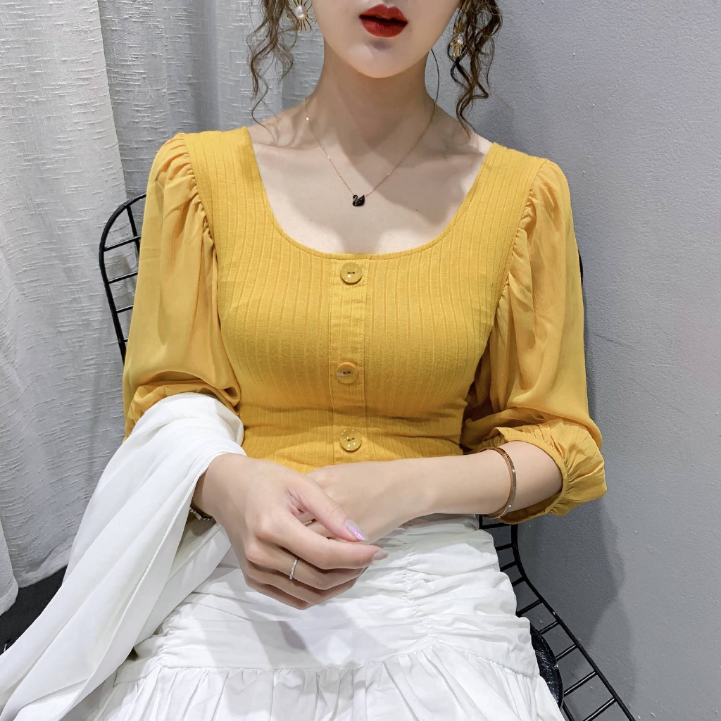 yellow top blouse