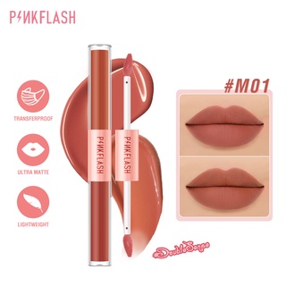 Image of PINKFLASH Raya #DoubleSense 2 In 1 dual-ended liquid matte lipstick velvet liptint lightweight high pigment lasting beauty makeup cruelty-free