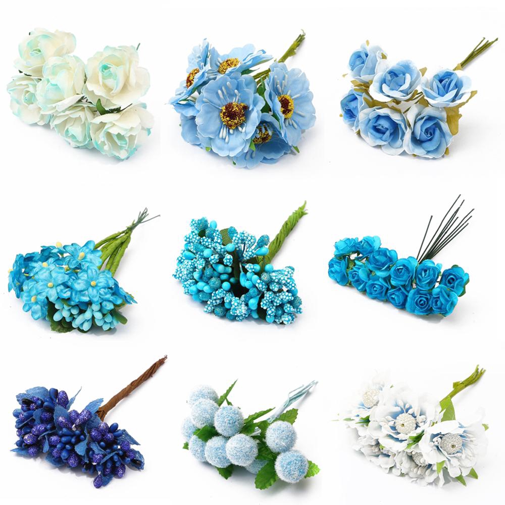 【 Blue Series Articial Flower 】Cherry Stamen Berries Bundle DIY Cake Christmas Wedding Party Home Wreaths Decoration