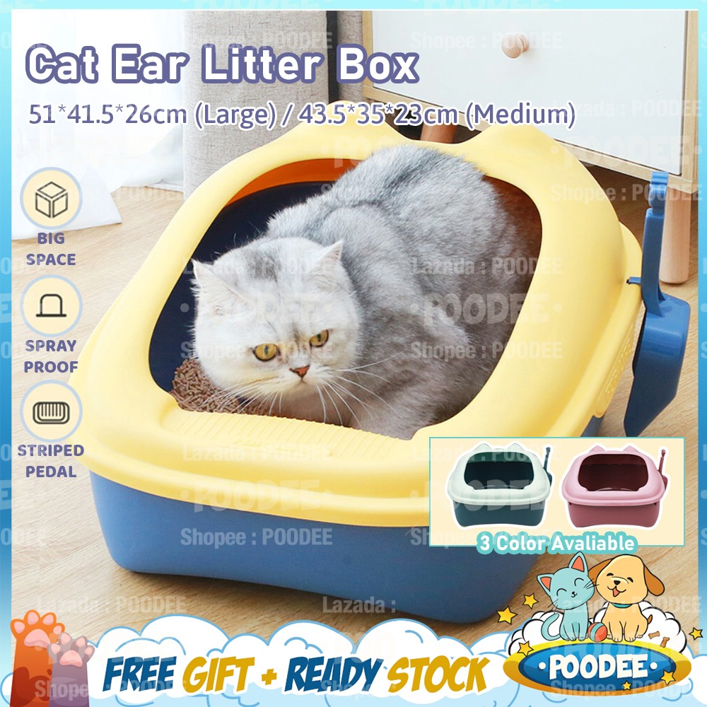 POODEE PETS Malaysia Modern Cat Ear Design Litter Box Pet Cat Toilet Bekas  Pasir Kucing