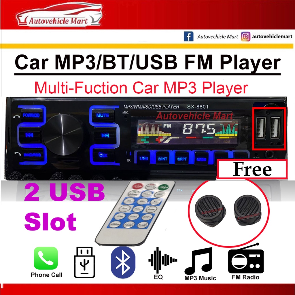 BLUETOOTH RADIO KERETA SET DGN SPEAKER MP3 STEREO CAR RADIO CAR PLAYER UNTUK PROTON SAGA, ISWARA