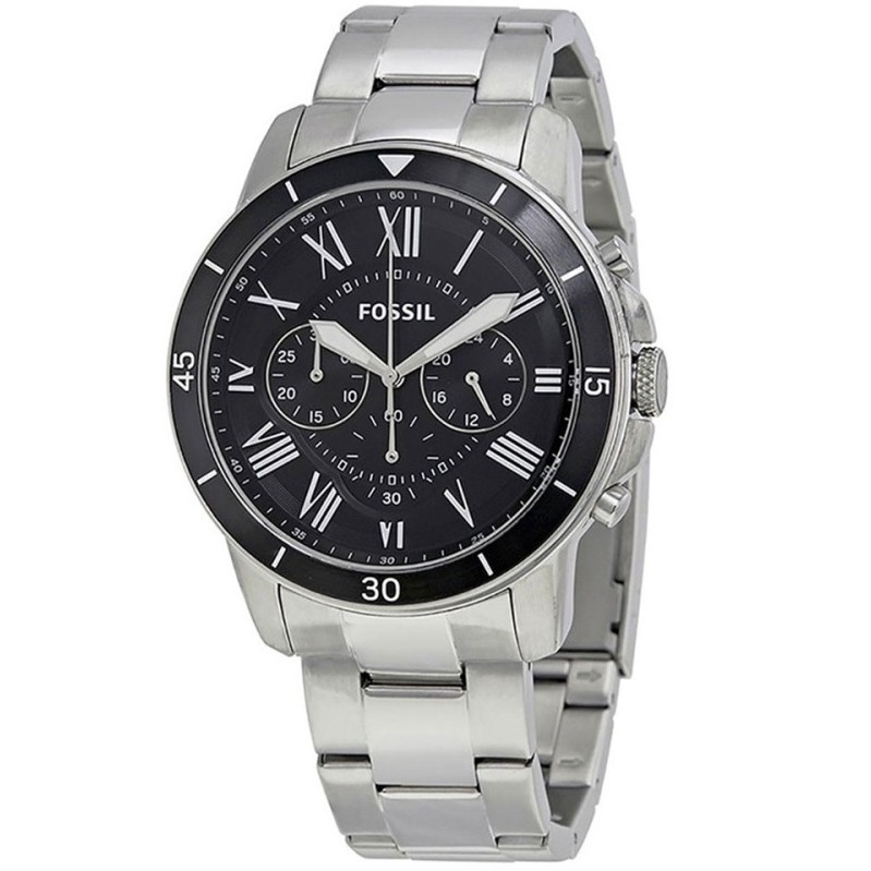 Fossil Mens Grant Black Dial Chronograph Stainless Steel Watch Fs5236 Shopee Malaysia