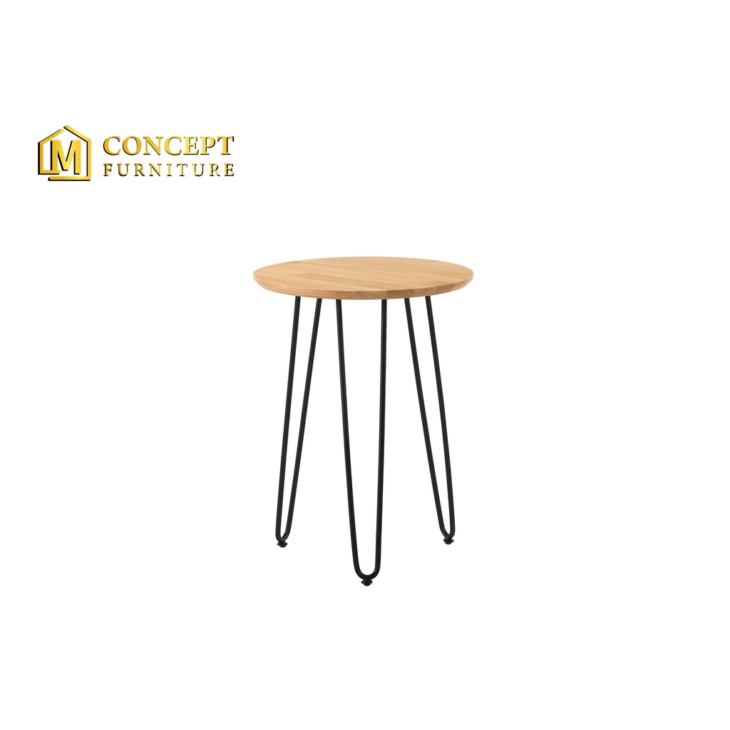 M CONCEPT Naraka Solid Rubber Wood Side Table With Powder Coated Leg Color Walnut/Natural