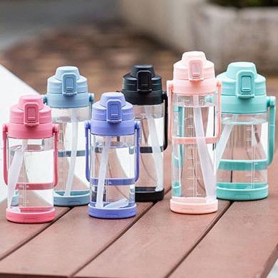 Summer Large Capacity Portable Food Grade Plastic Big Water Bottle With Straw 网红水瓶 Bottle Water Bottle handdle Botol Air