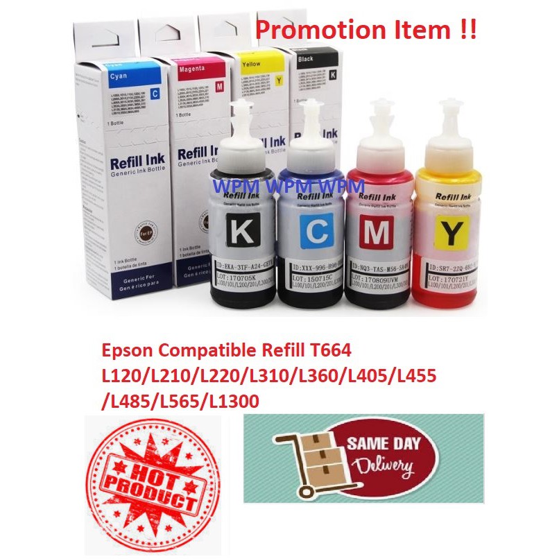 Premium Ink Epson Compatible Refill Ink T664 T 664 ink L120 L210 L220