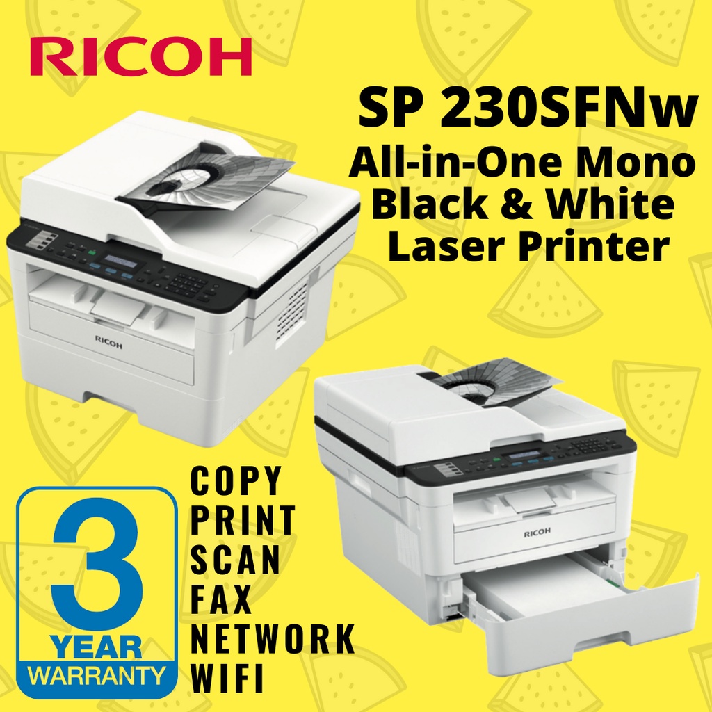Ricoh SP 230SFNw AllinOne Mono Black & White Laser Printer (Copy