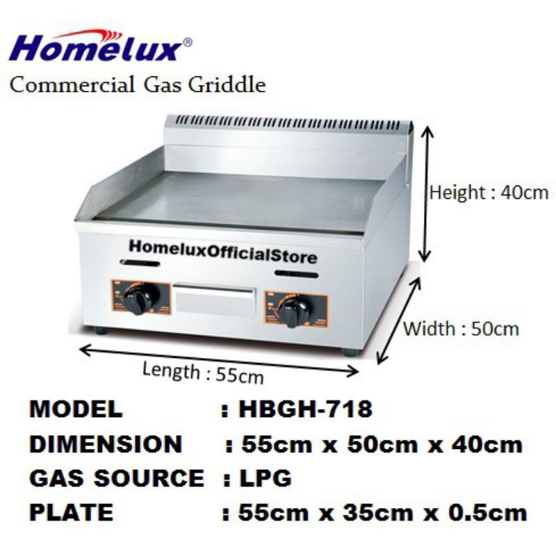 HOMELUX High Quality Commercial Gas Griddle (HBGH-718)